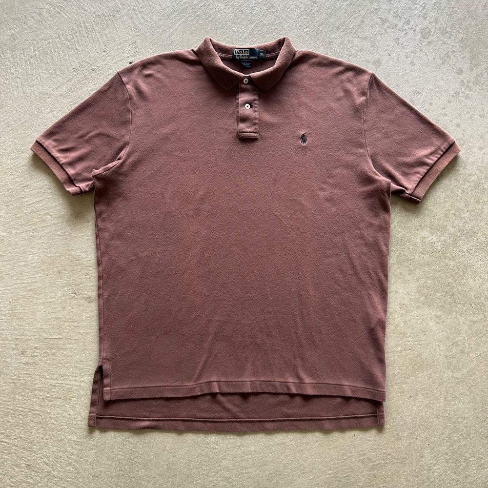 Vintage‎ Polo Ralph Lauren Polo Shirt Size XL Brown Short Sleeve Black Pony Logo